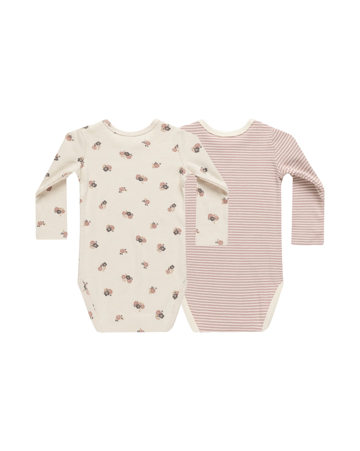 Quincy Mae Ribbed Bodysuit 2 Pack | Wild Flowers & Mauve Stripe