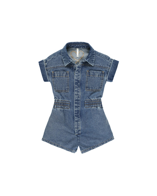 Rylee & Cru Utility Romper Indigo