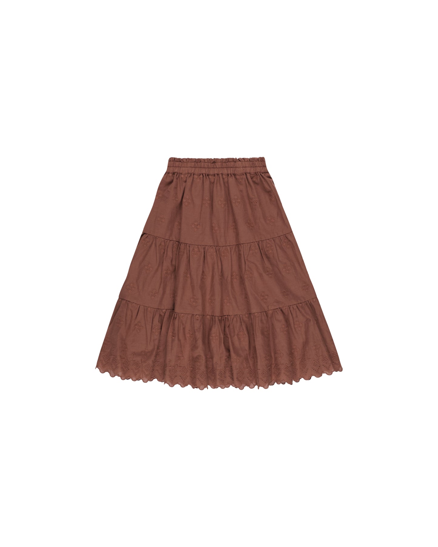 Rylee & Cru Ruffle Tiered Mini Skirt Brick