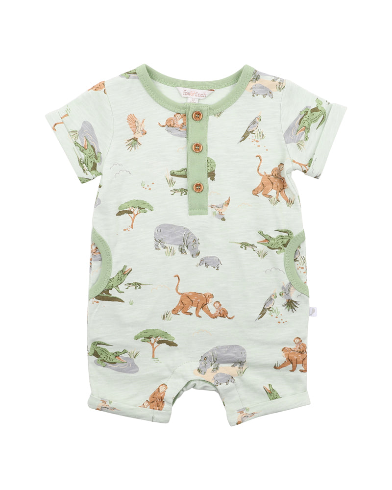 Minihaha Short Sleeve Romper The Waterhole Print