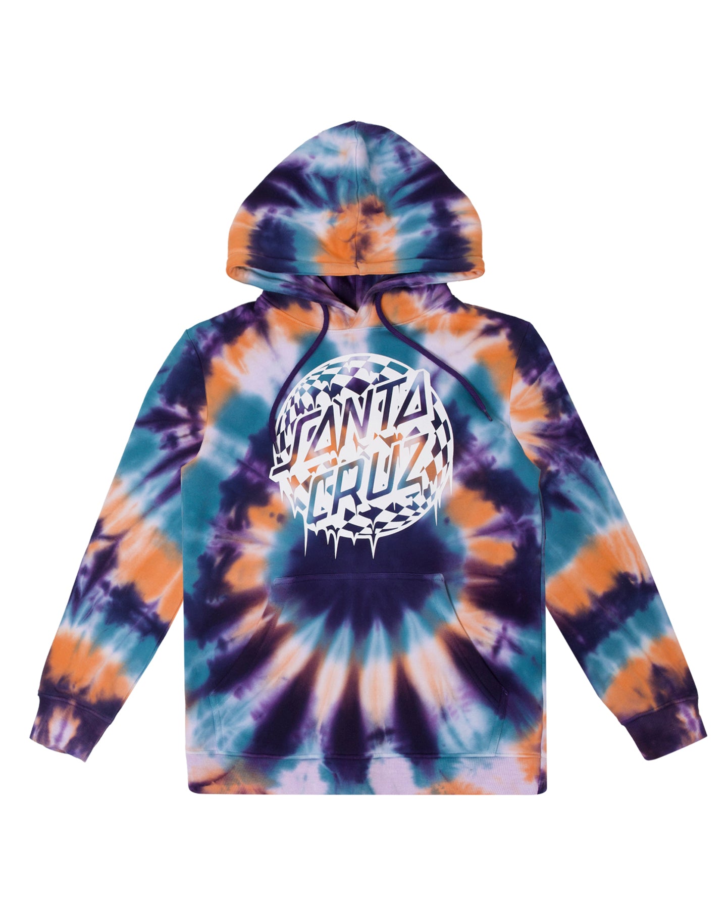 Santa Cruz Check Waste Dot Mono Front Hoodie Navy Tie Dye