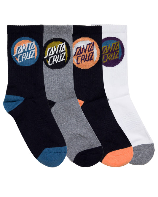 Santa Cruz Bold Shadow Dot Crew Sock 4pack Black | White | Grey Marle