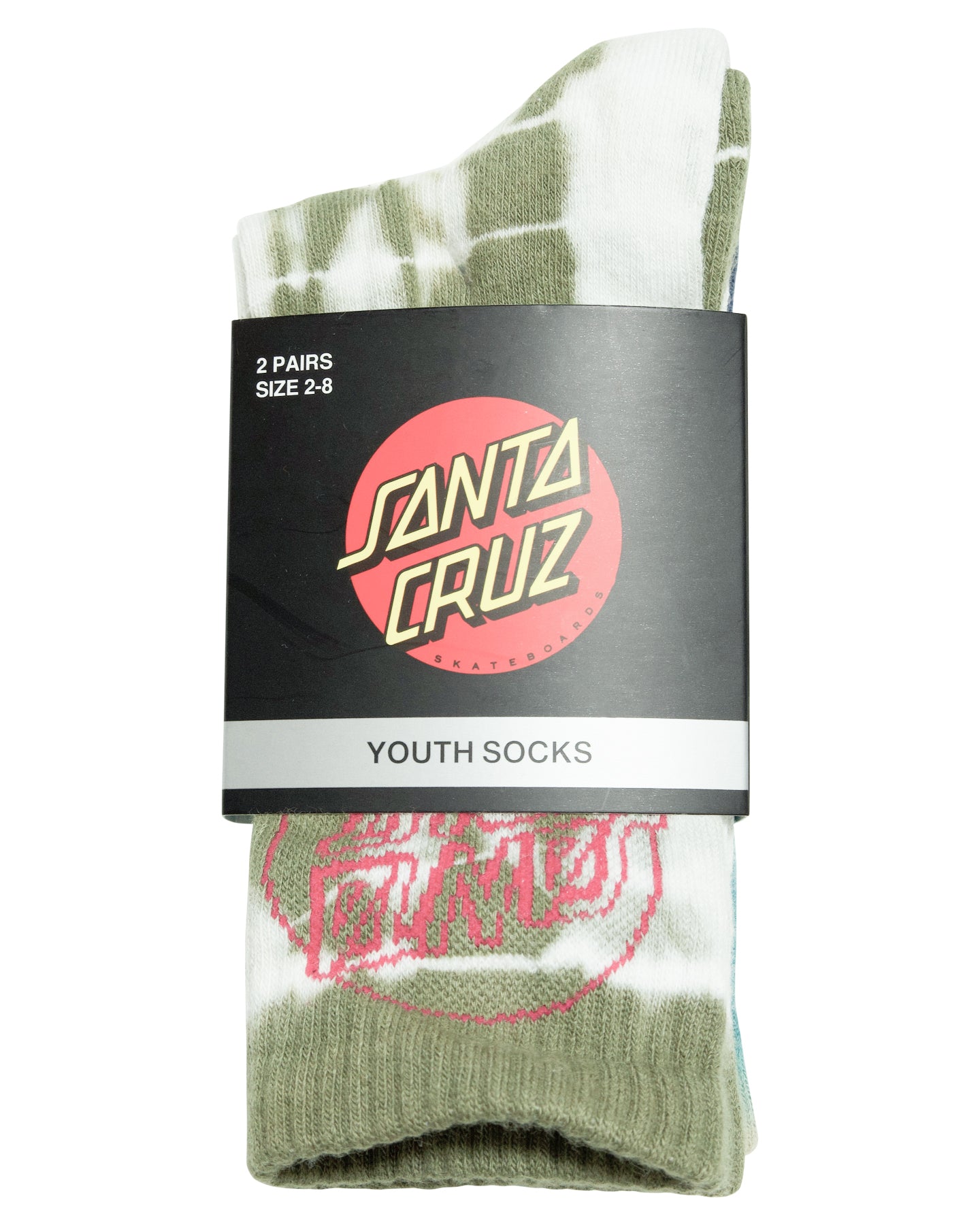 Santa Cruz Opus Dot Crew Sock 2pack Moss Tie Dye | Dark Blue Tie Dye