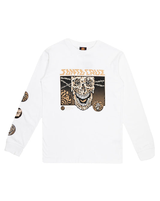 Santa Cruz Toxic Skull Front Long Sleeve Tee White