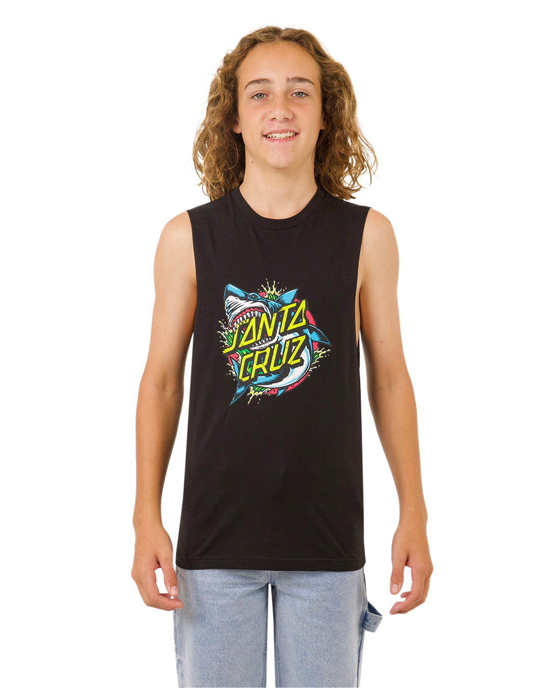 Santa Cruz Shark Dot Front Muscle Tee Black