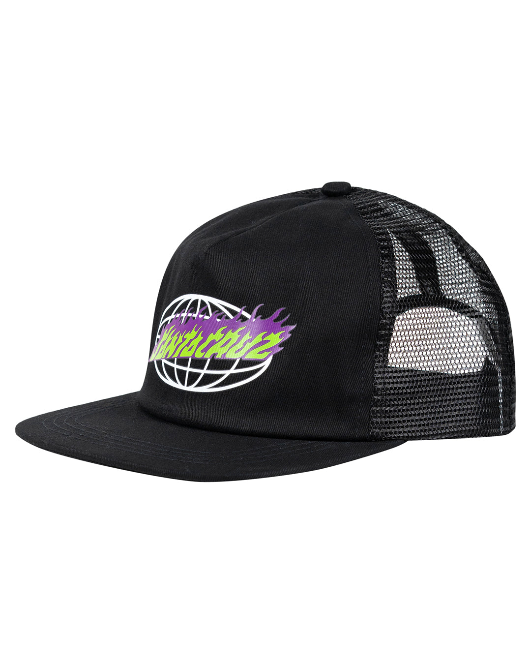 Santa Cruz Global Flame Strip Trucker Cap Black