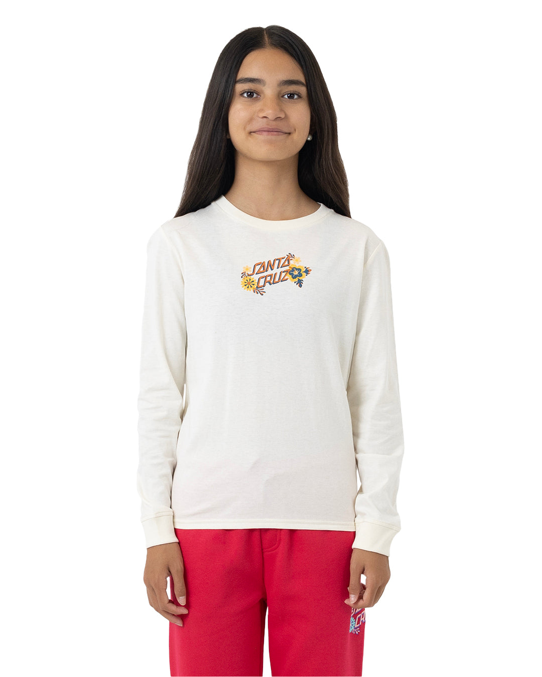 Santa Cruz Free Spirit Floral Front Long Sleeve Tee Cream