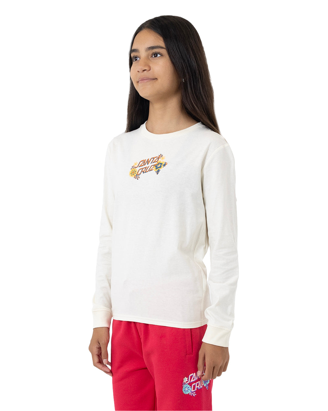 Santa Cruz Free Spirit Floral Front Long Sleeve Tee Cream