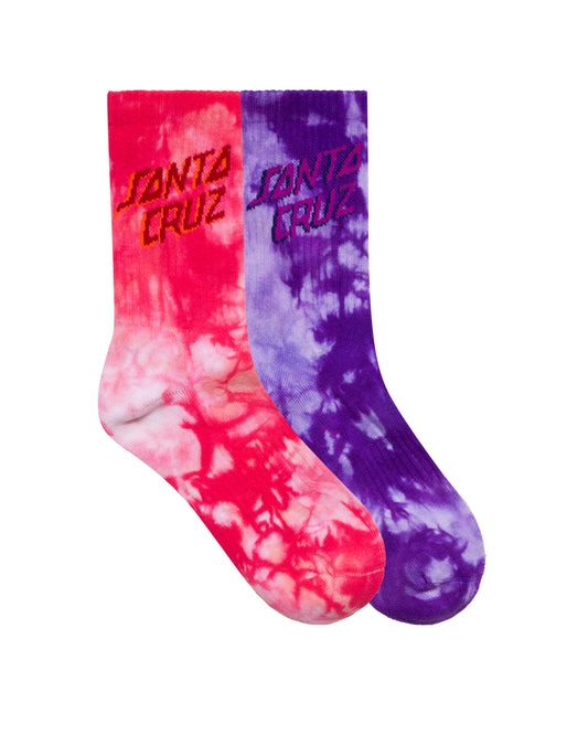 Santa Cruz Free Spirit Stack Crew Sock 2pack Pink Coral | Iris Tie Dye