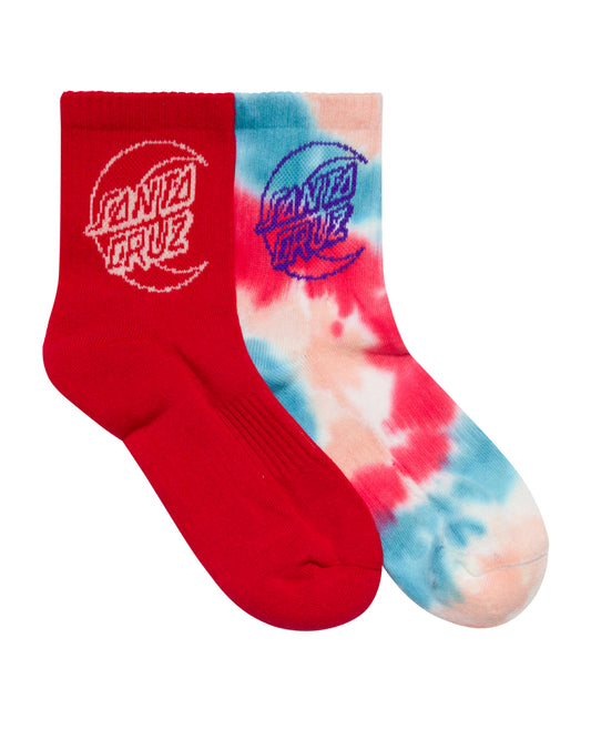 Santa Cruz Moon Dot Outline Mid Sock 2pack Turquoise Tie Dye | Rose