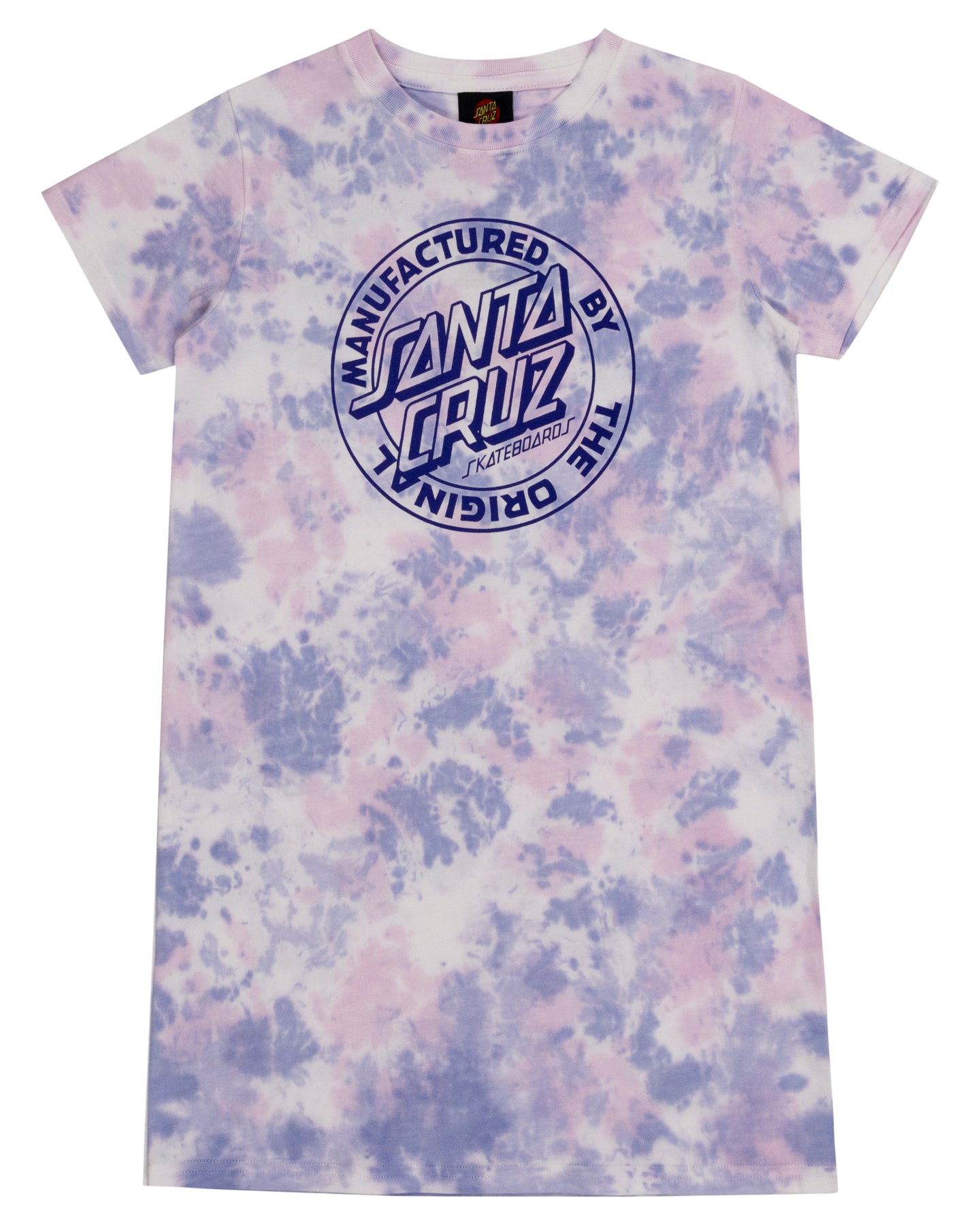 Santa Cruz MFG Dot Mono Front Tee Dress Pale Pink Tie Dye