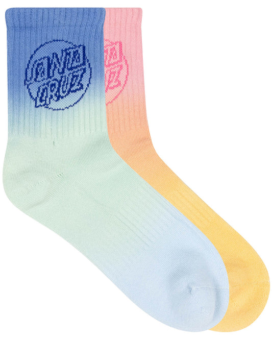 Santa Cruz Opus Dot Mid Sock 2 Pack Blue Tie Dye | Pink Tie Dye