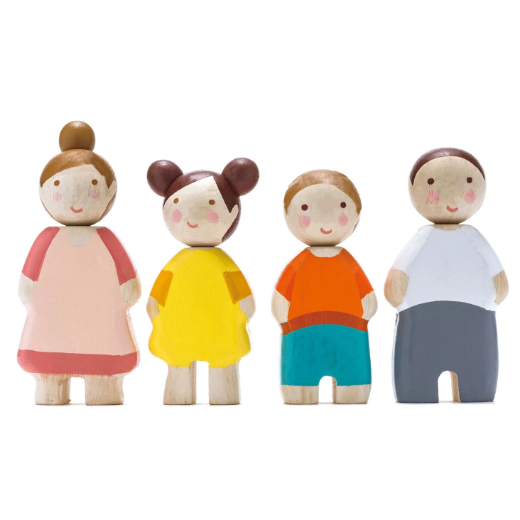 Family of Four Wooden People