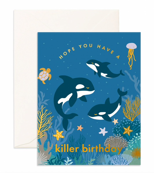 Birthday Killer Whales Greeting Card