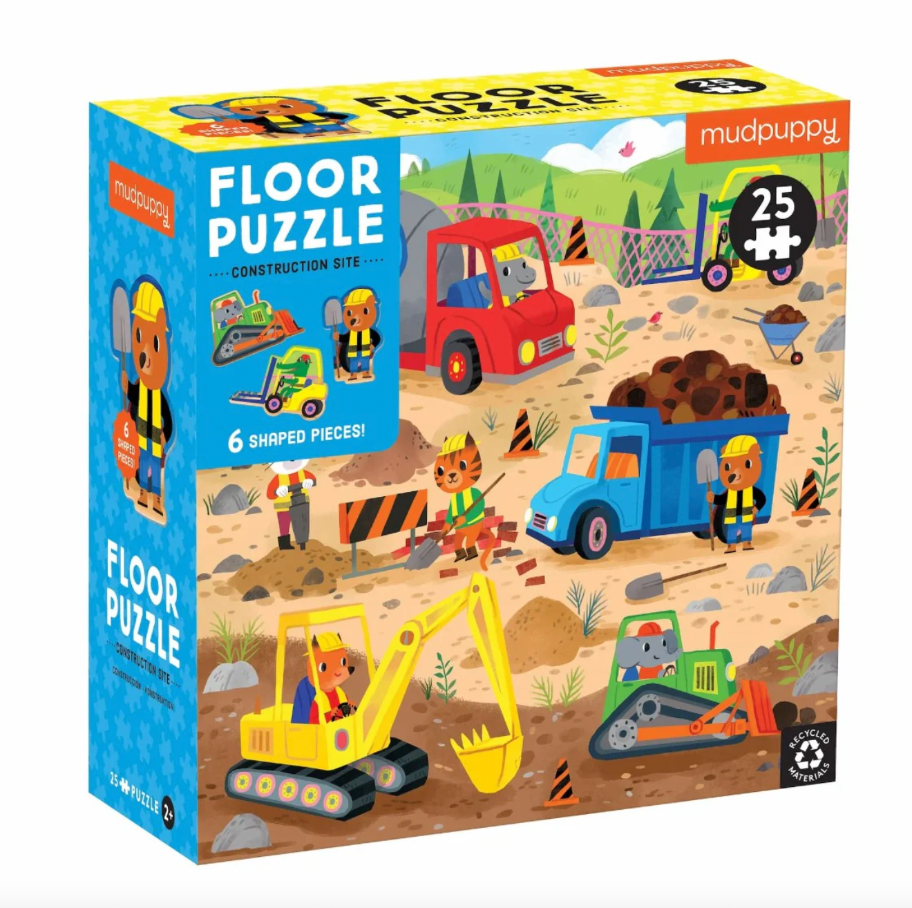 Construction Site Floor Puzzle with Shaped Pieces - 25 piece