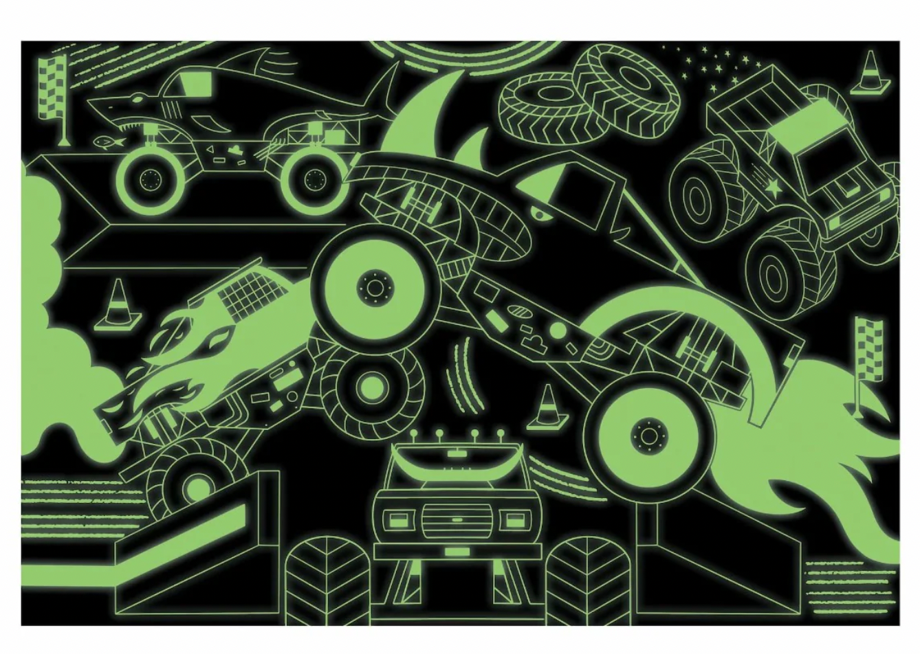 Glow in the Dark Monster Trucks Puzzle 100pce