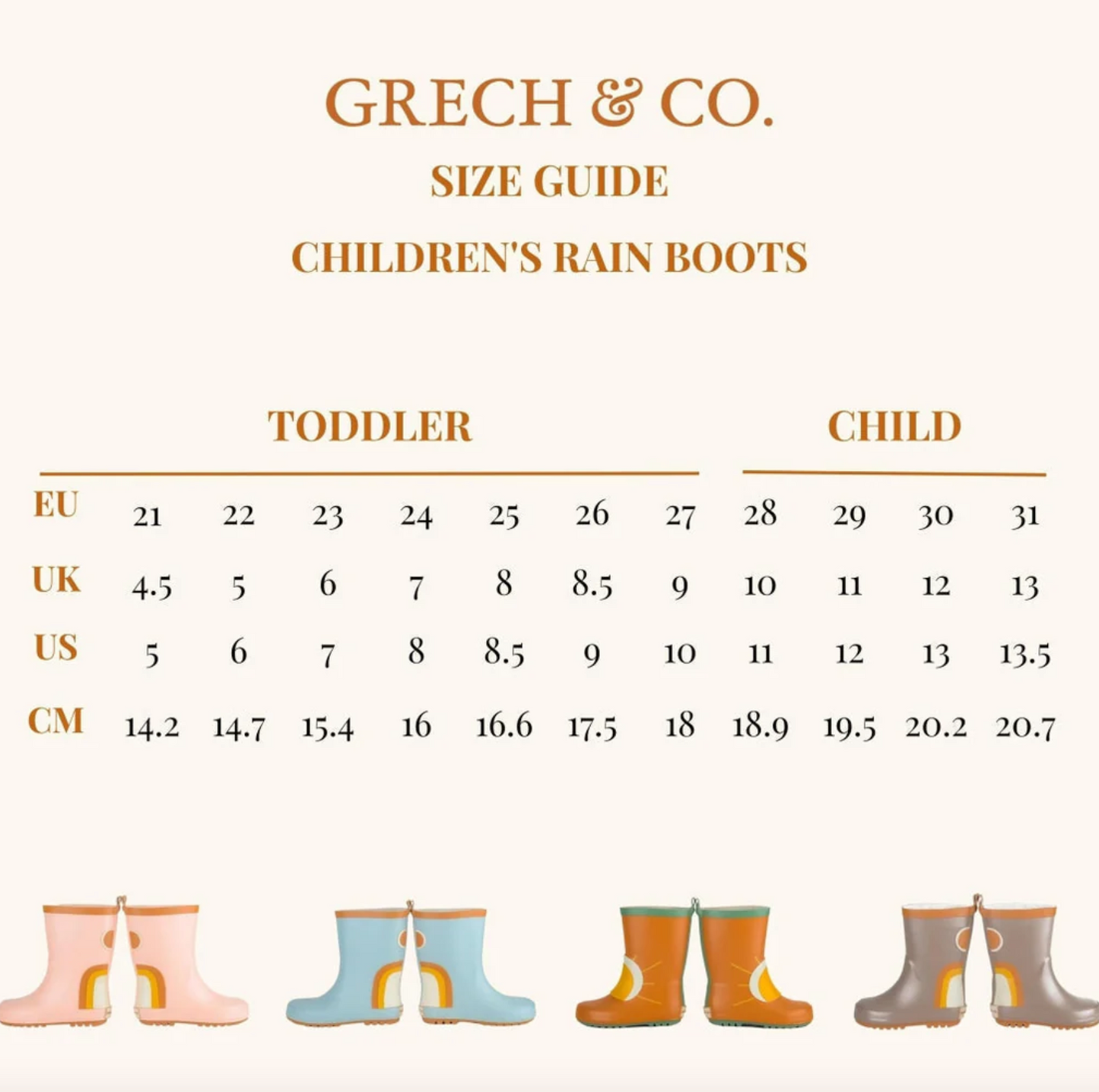 Grech & Co Children's Rain Boot Sun Rust