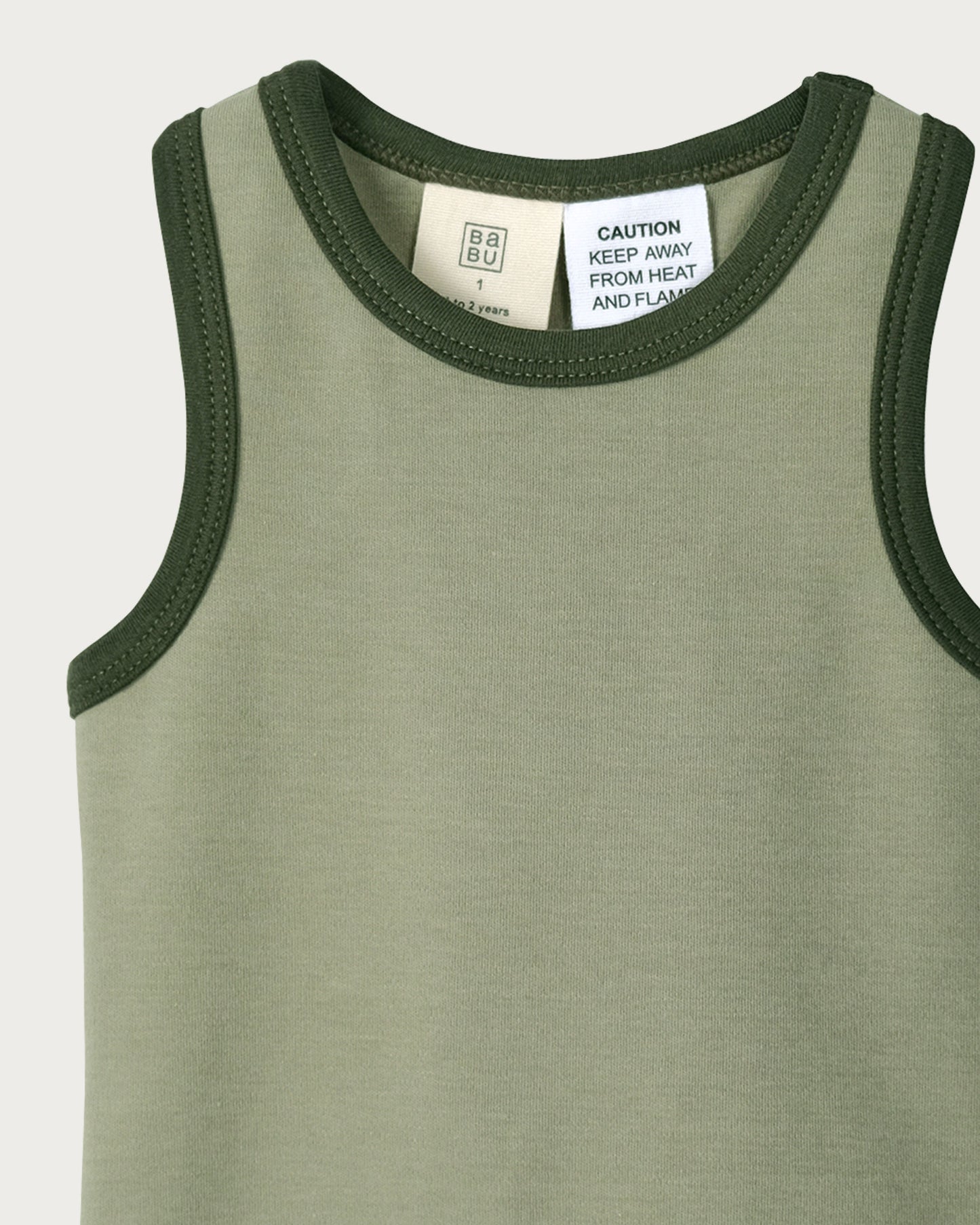 Babu Organic Cotton Singlet Sage Contrast