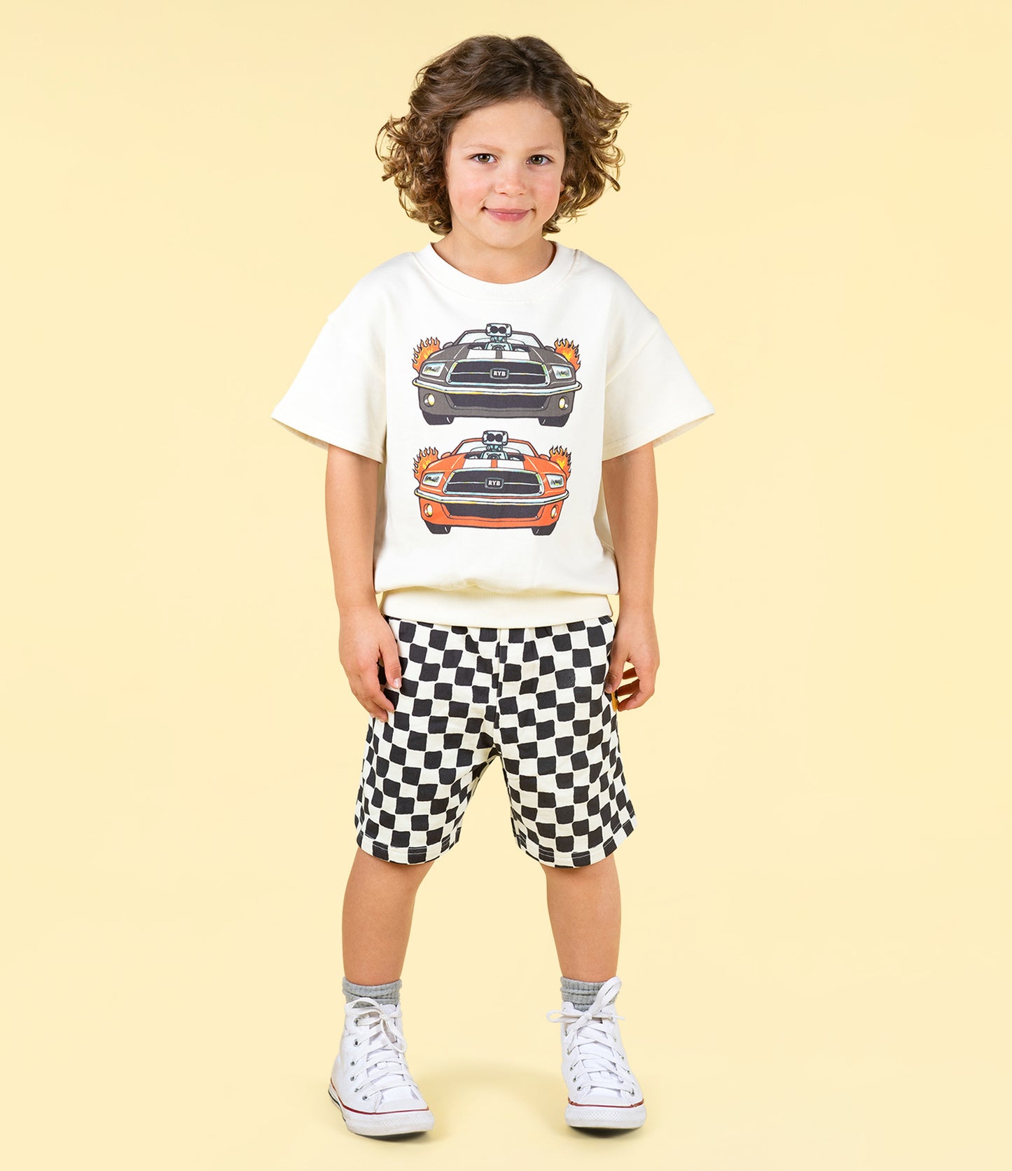 Rock Your Kid Black Checker Shorts