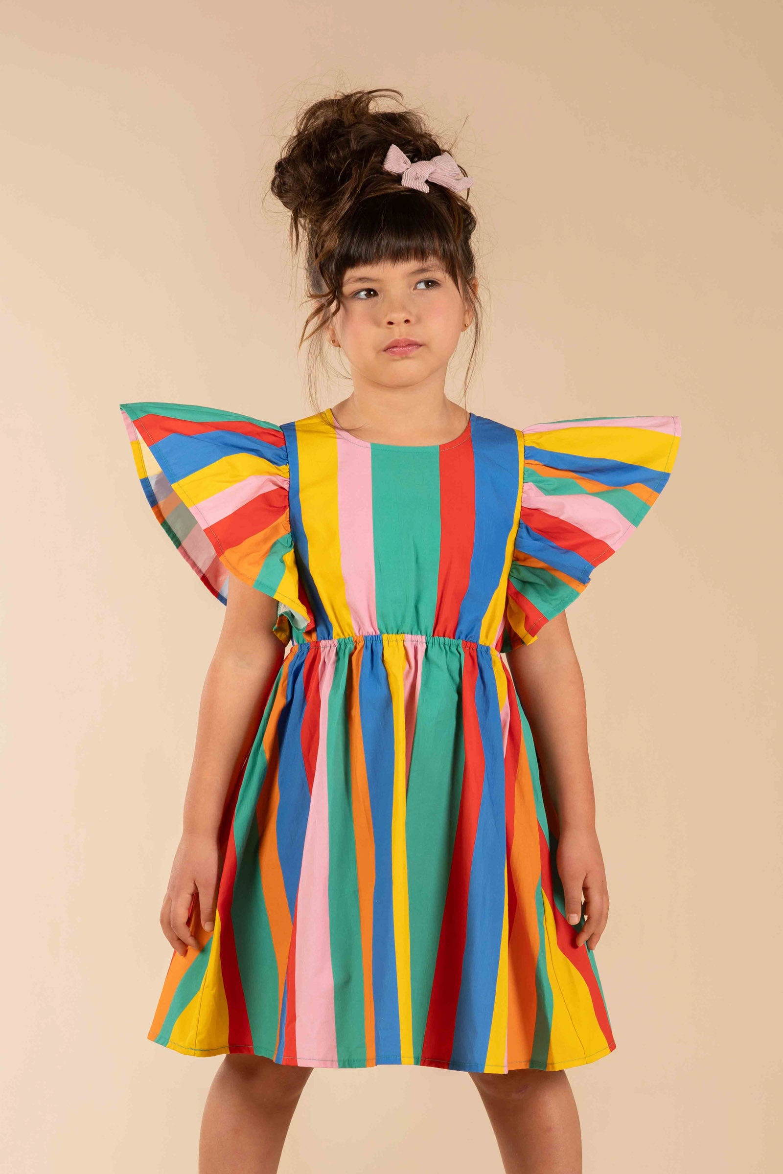 Rock Your Kid Rainbow Stripes Angel Wing Dress Little Trooper Limited