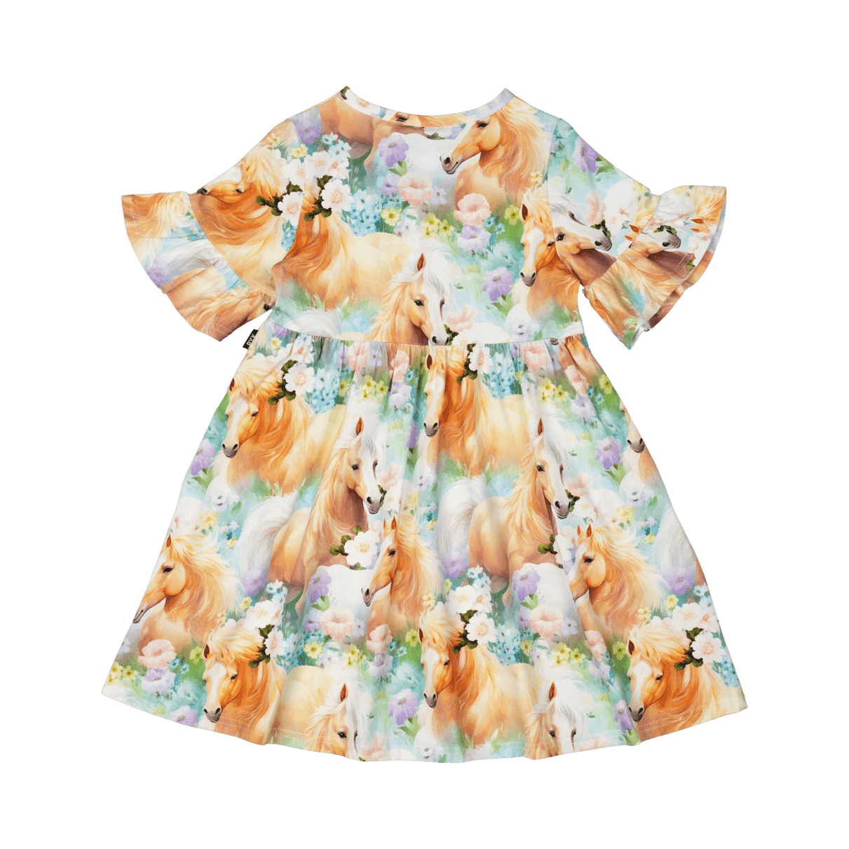 Rock Your Kid Icelandic Ponies Bell Sleeve Dress