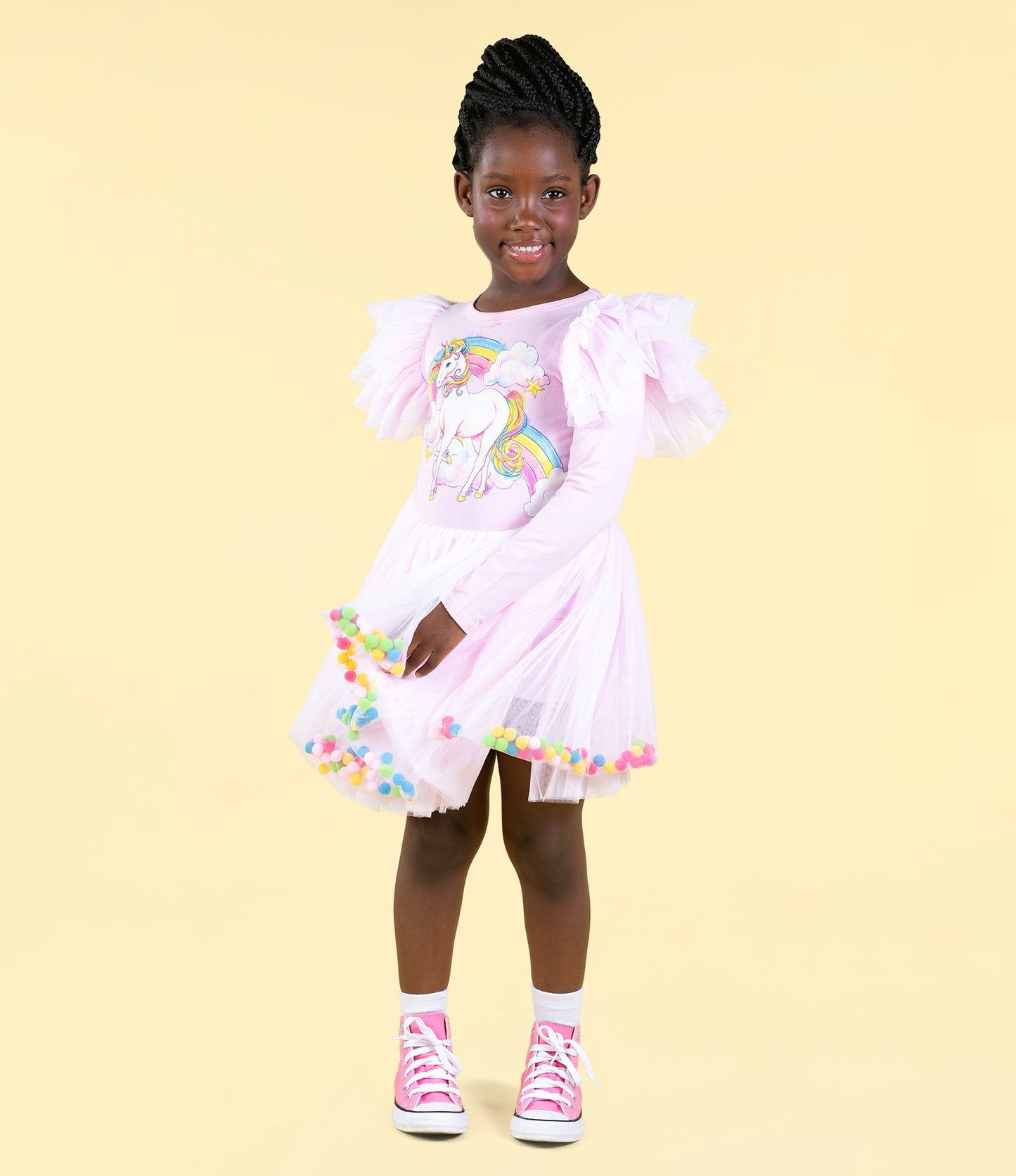 Rock Your Kid Unicorn Rainbow Pom Pom Circus Dress