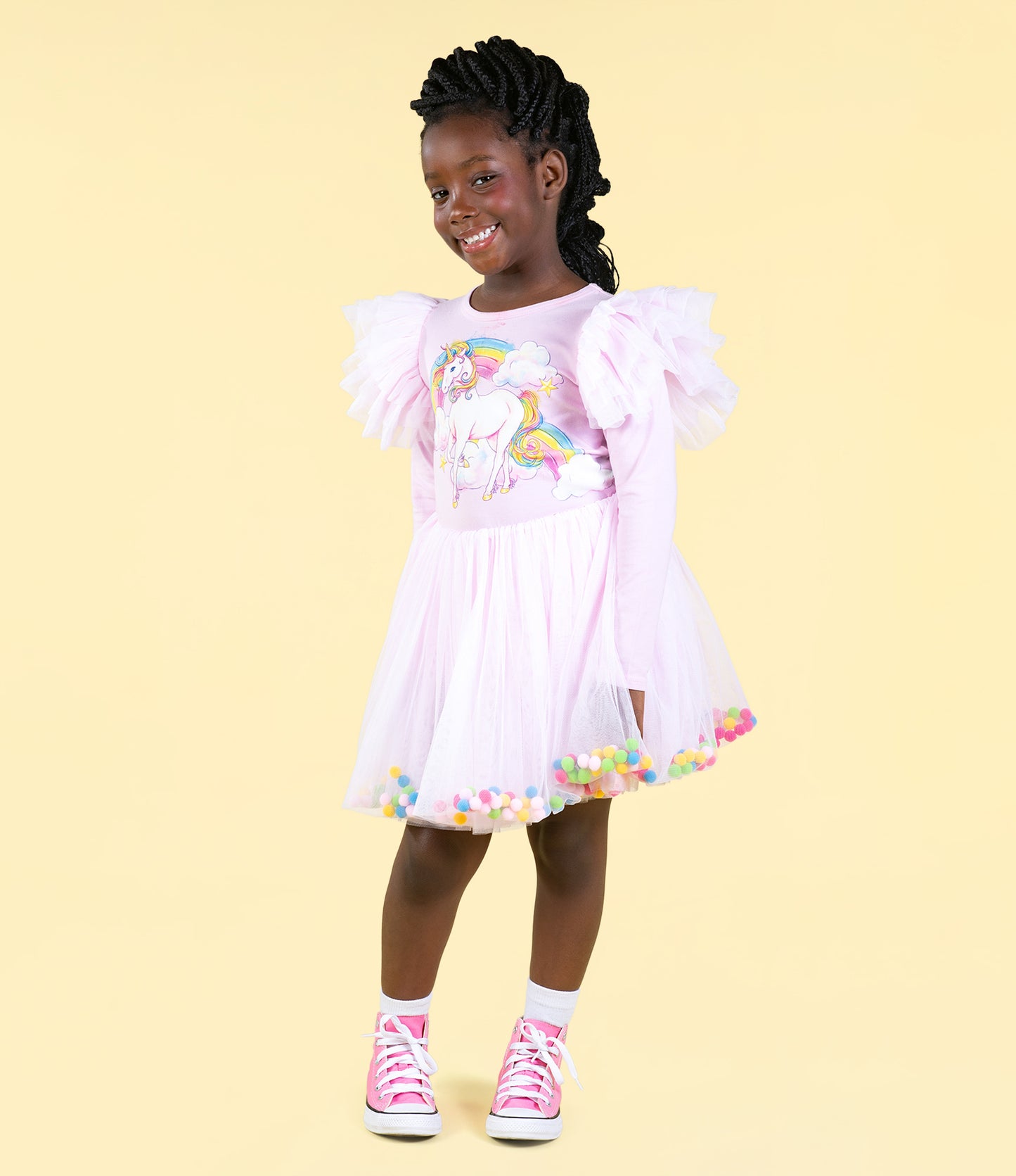 Rock Your Kid Unicorn Rainbow Pom Pom Circus Dress