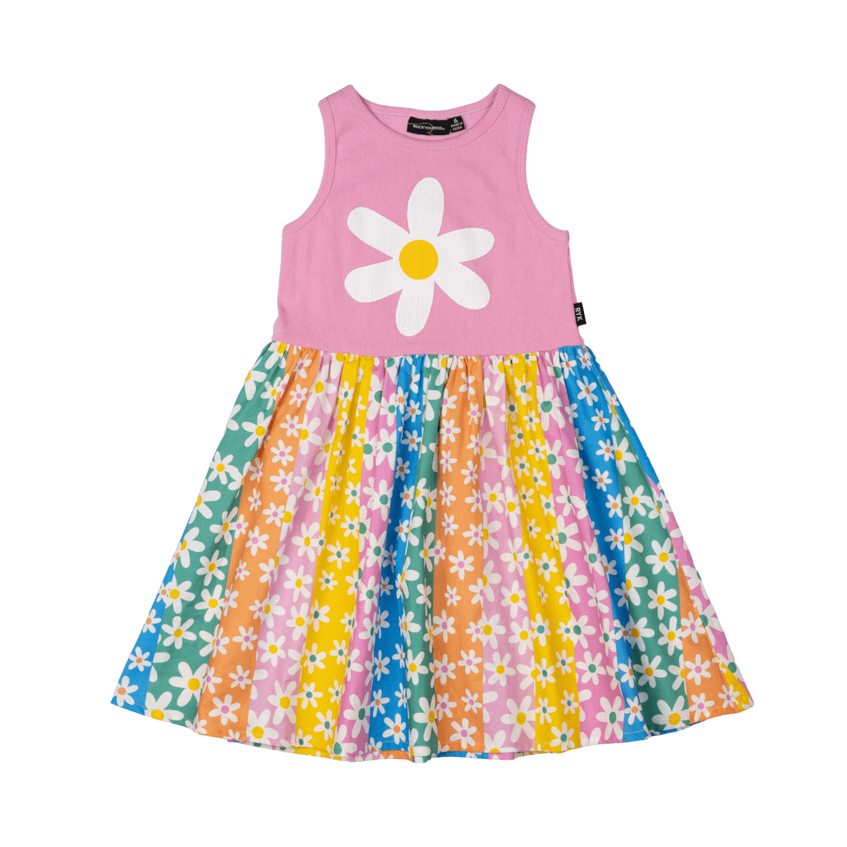 Rock Your Kid Floral Stripes Singlet Dress