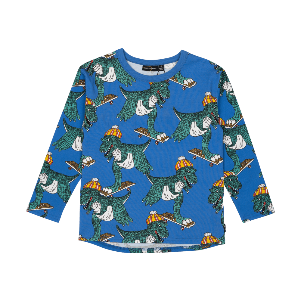 Rock Your Kid Dino Skate Long Sleeve Tee