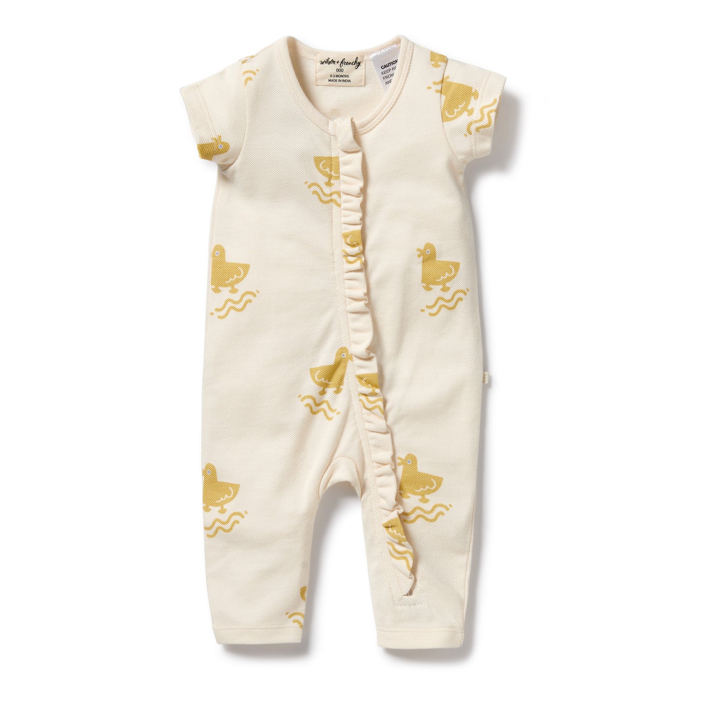 Wilson & Frenchy Organic Ruffle Zipsuit Quack Quack