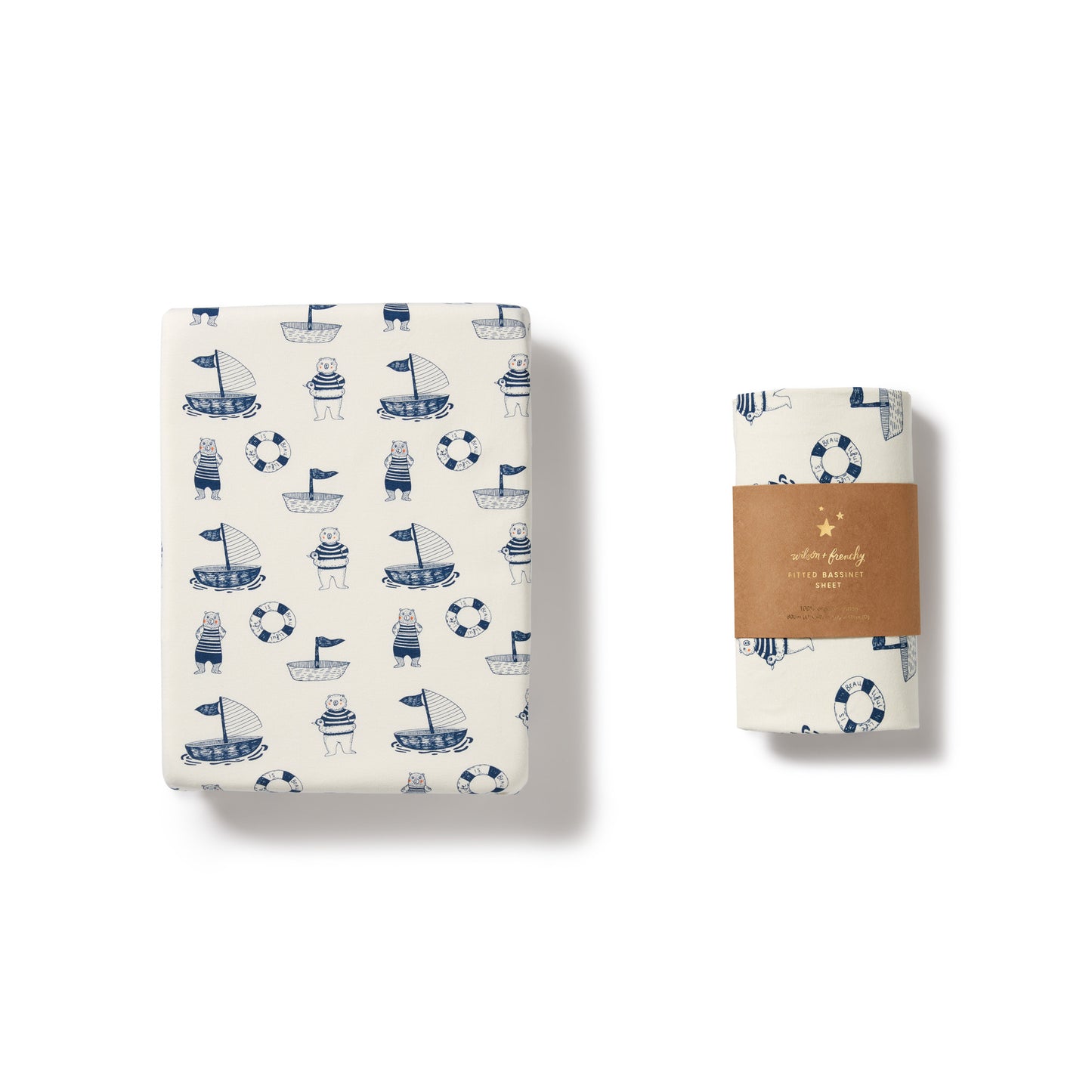 Wilson & Frenchy Organic Bassinet Sheet Nautical Bear