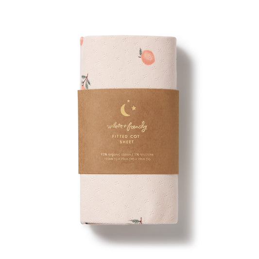 Wilson & Frenchy Organic Pointelle Cot Sheet Peaches