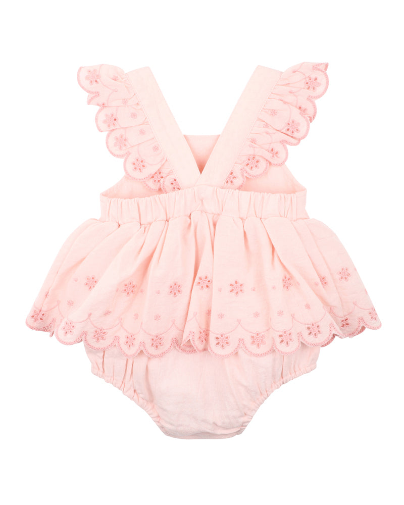 Minihaha Tillie Broidery Layered Bodysuit Peachy Pink