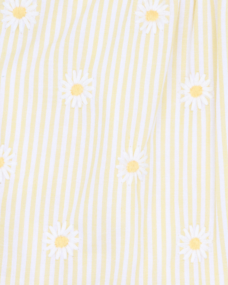 Minihaha Tillie EMB Daisy Overlay Dress Lemon Stripe