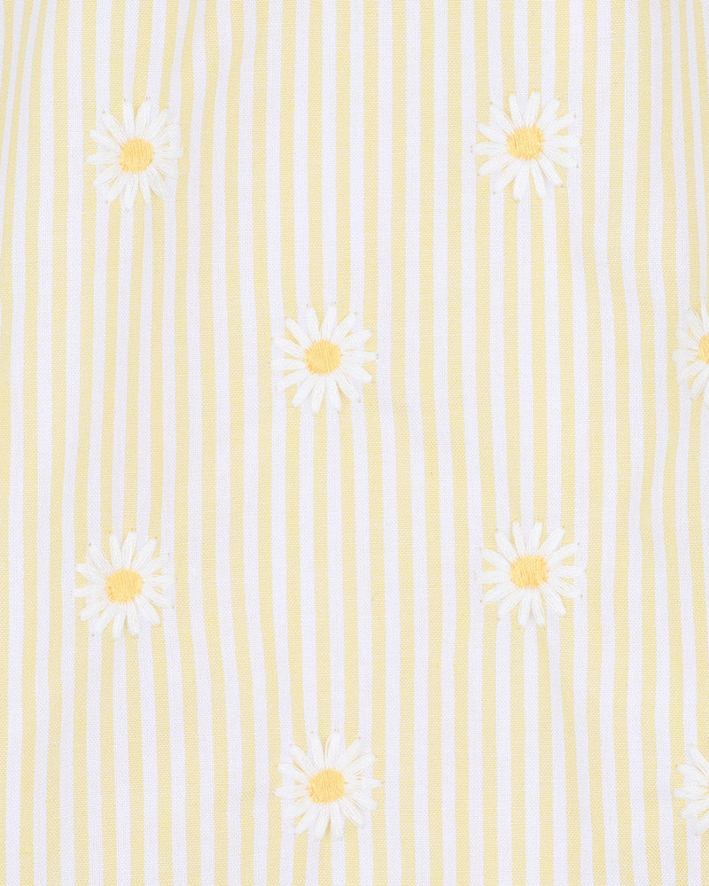 Minihaha Tillie EMB Daisy Dress Lemon Stripe