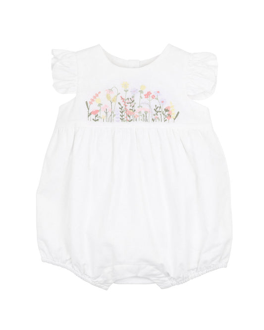 Minihaha Florence Hand Embroidered Romper White