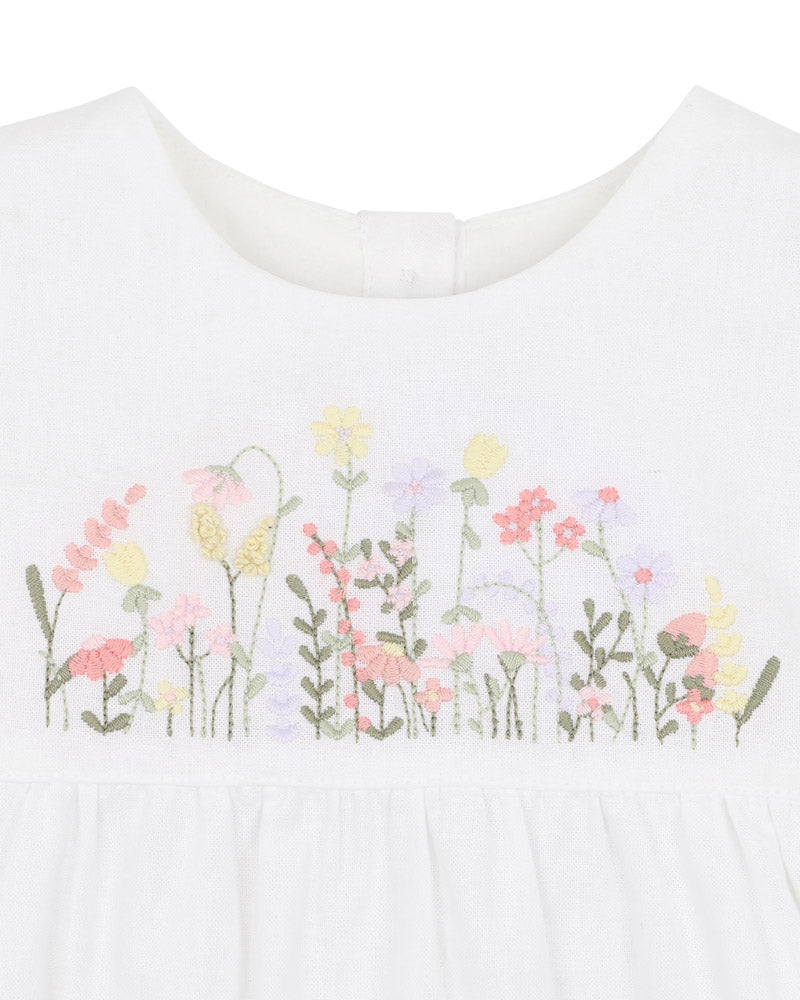 Minihaha Florence Hand Embroidered Romper White