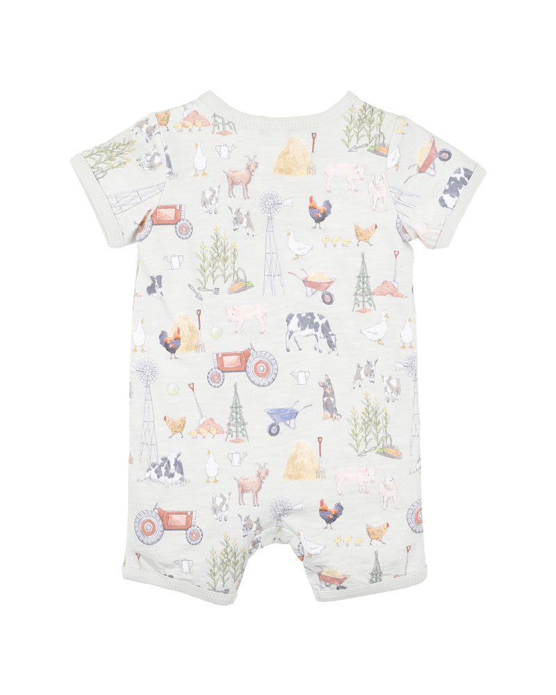 Minihaha Short Sleeve Zip Romper Chester Print