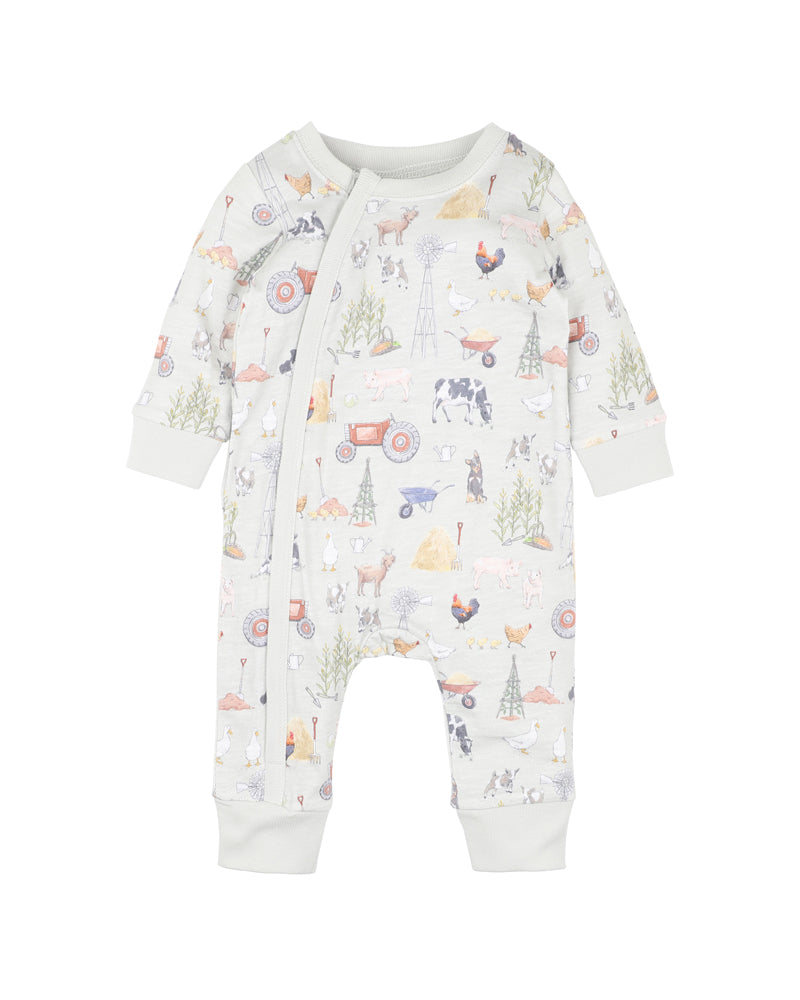 Minihaha Long Sleeve Zip Romper Chester Print