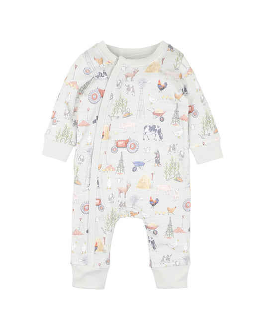 Minihaha Long Sleeve Zip Romper Chester Print