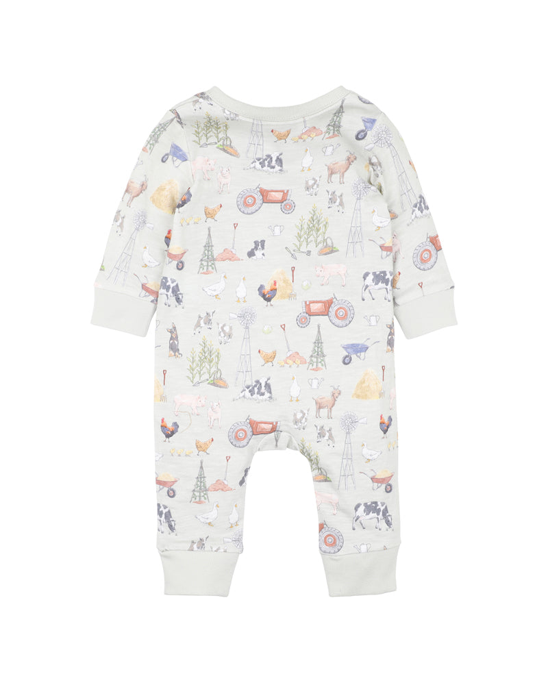 Minihaha Long Sleeve Zip Romper Chester Print