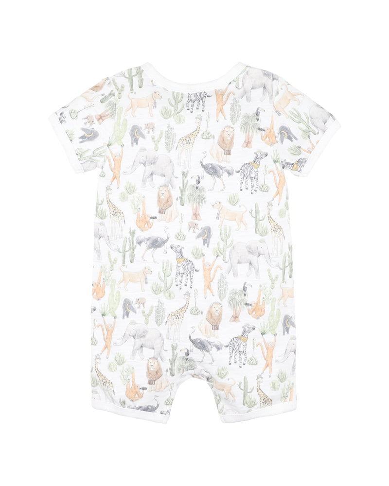 Minihaha Short Sleeve Zip Romper Ellis Print