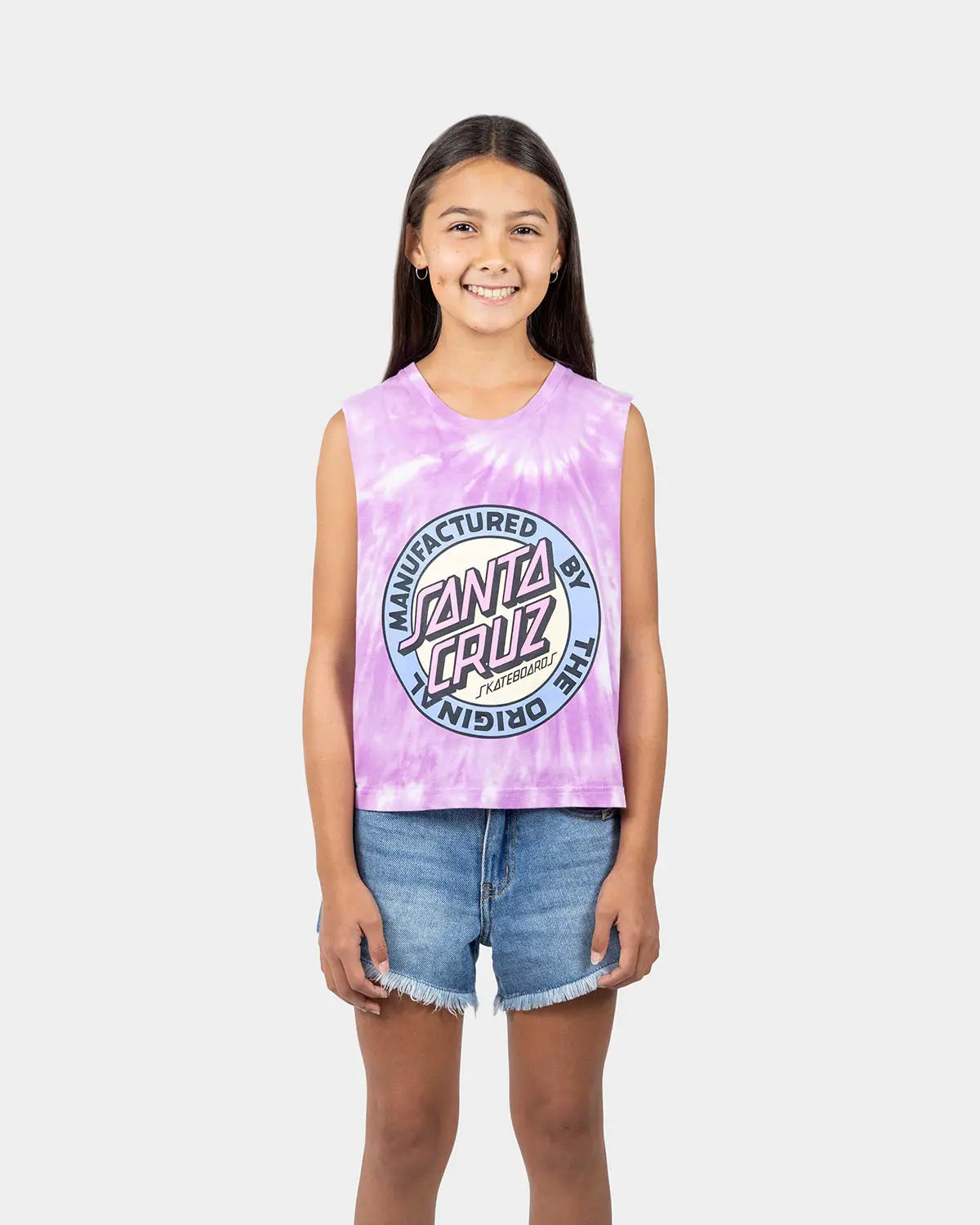 Santa Cruz MFG Dot Mono Front Muscle Tee Pale Pink Tie Dye