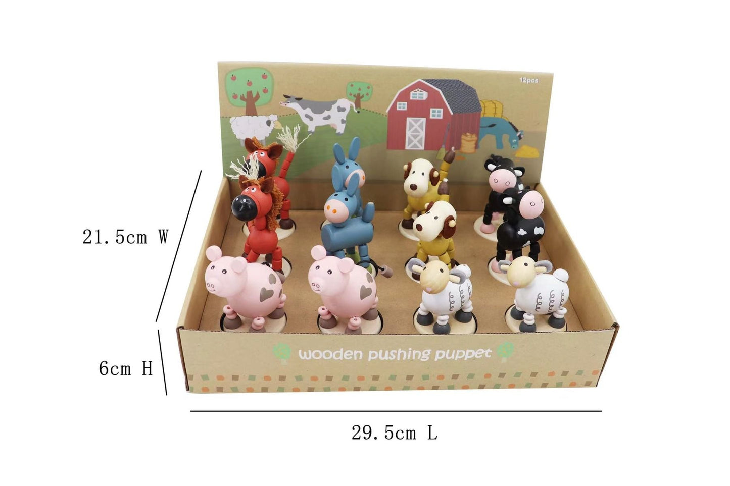 Wooden Farm Animal Press Toys