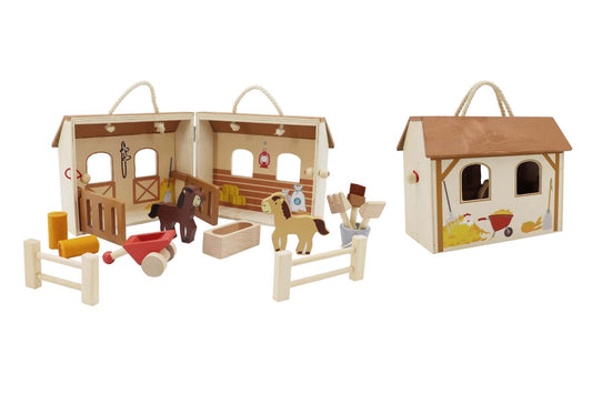 Wooden Horse Stable Playset