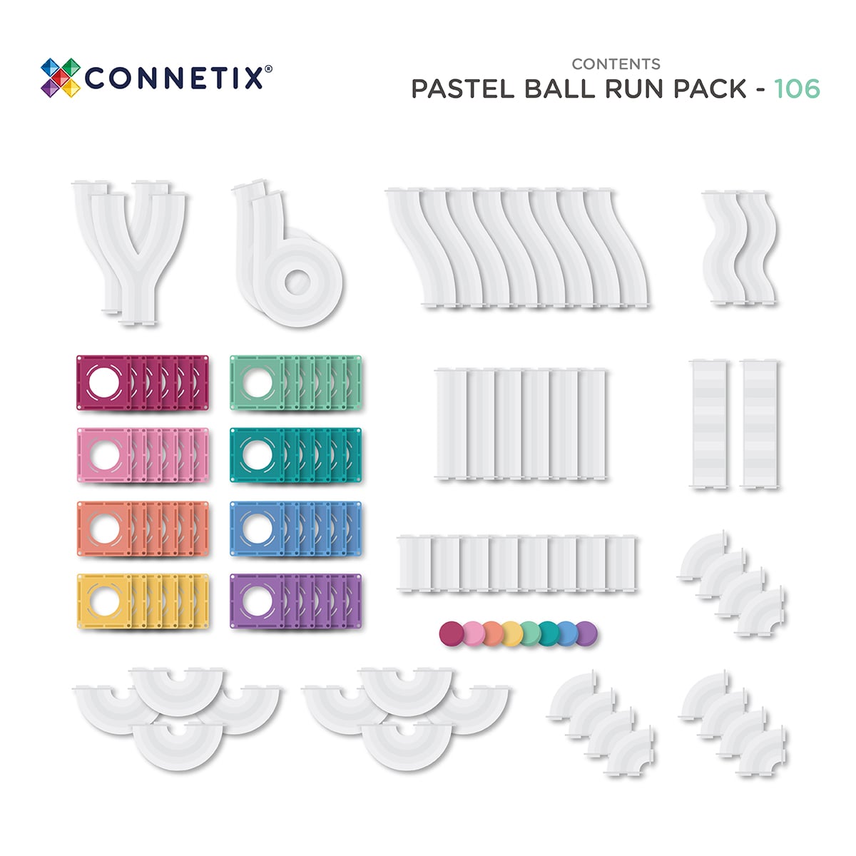 Connetix Pastel Ball Run Pack 106 pc.