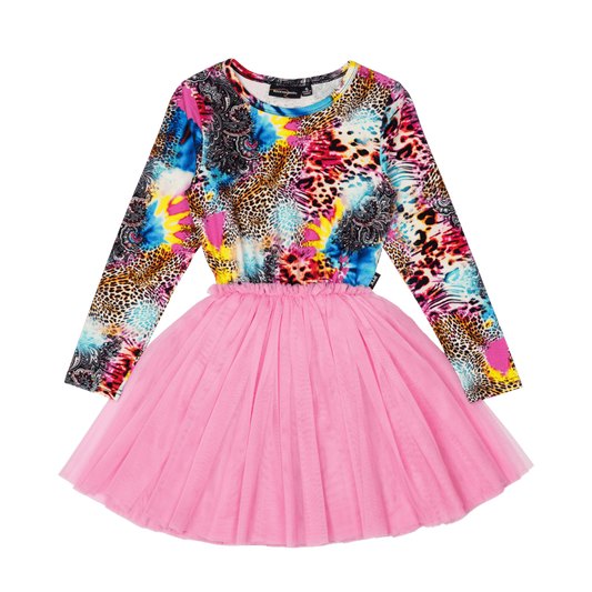 Rock Your Kid Abstract Leopard Long Sleeve Circus Dress