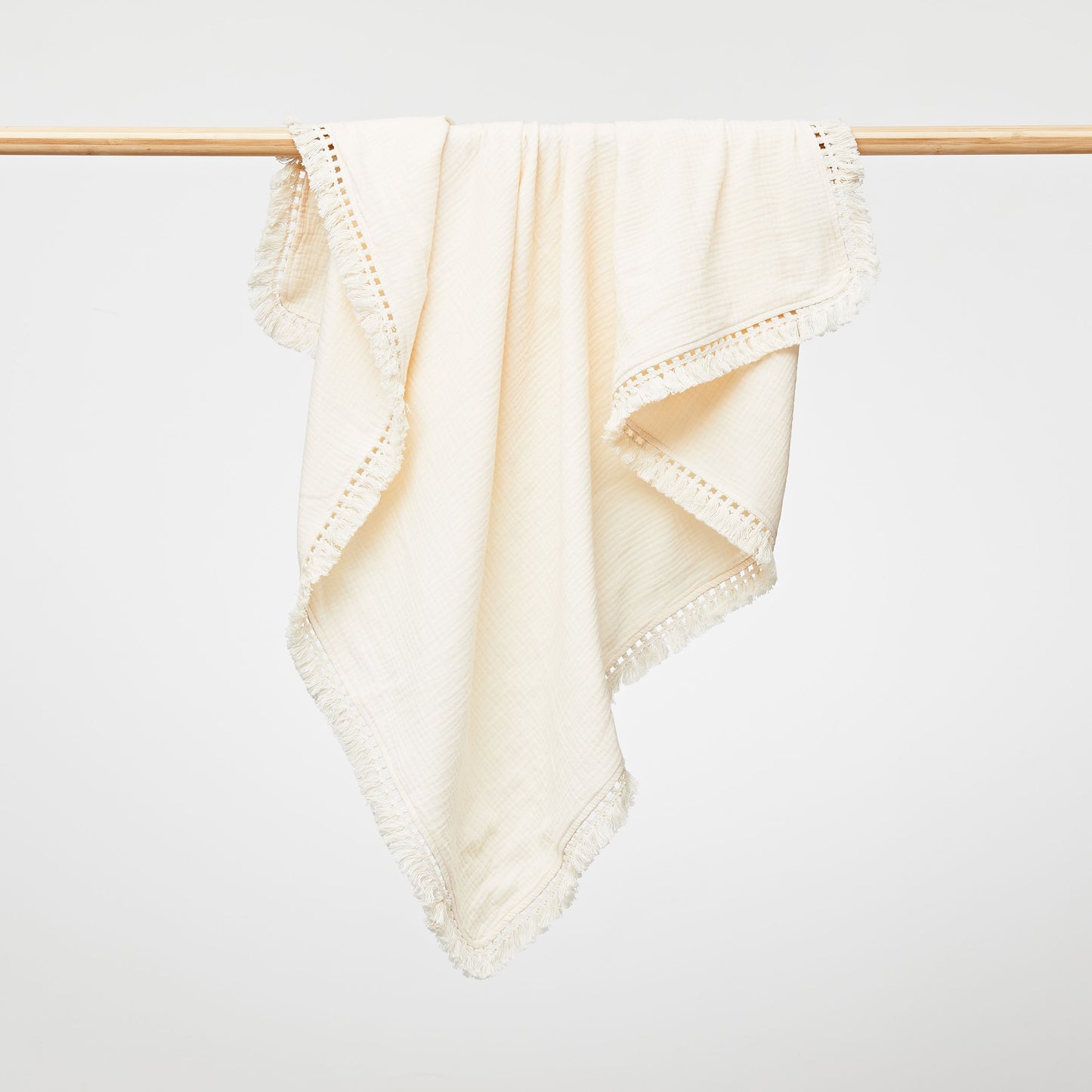 Over the Dandelions Organic Muslin Blanket with Tassels Milk