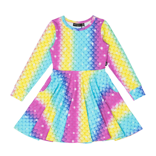 Rock Your Kid Splash Long Sleeve Waisted Dress