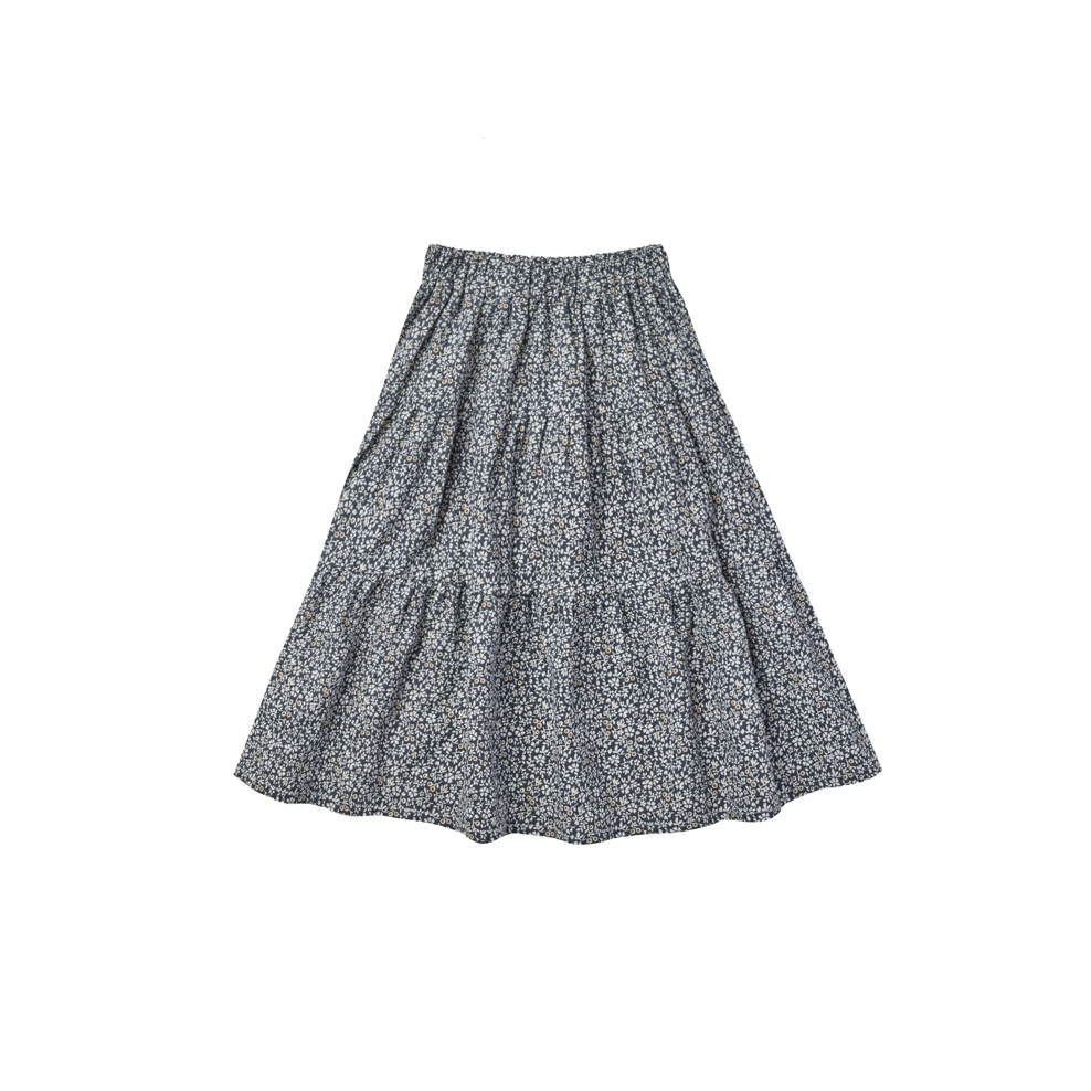 Rylee & Cru Tiered Midi Skirt Blue Floral